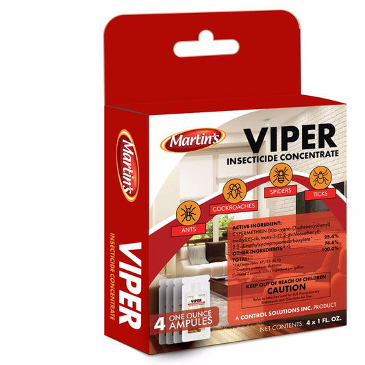 Viper Insecticide Concentrate box for ants, cockroaches, spiders, ticks, 4 single-use ampoules