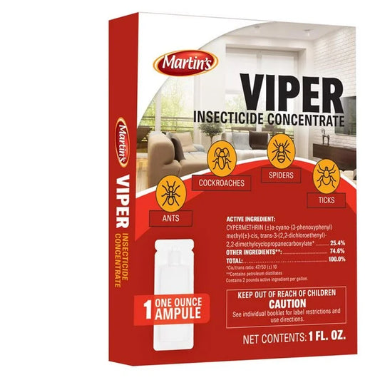 Viper Insecticide Concentrate box for ants, cockroaches, spiders, ticks, 1 oz ampule