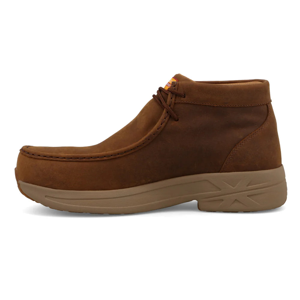 Brown leather shoe on a white background