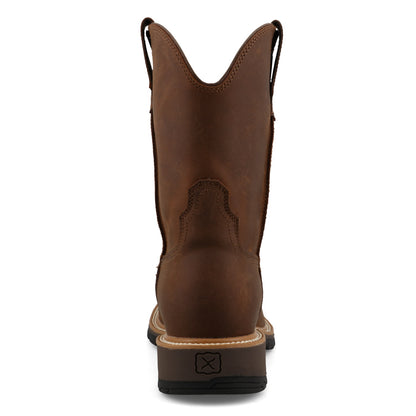 Brown leather boot on a white background