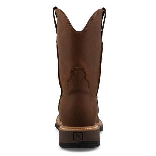 Brown leather boot on a white background