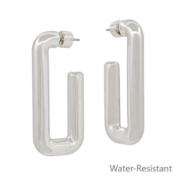Silver Squared 1.5" Hoop Earring