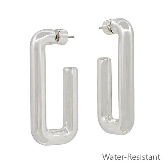 Silver Squared 1.5" Hoop Earring