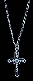 MENS SLVR BLK INLY CRS BLU STN