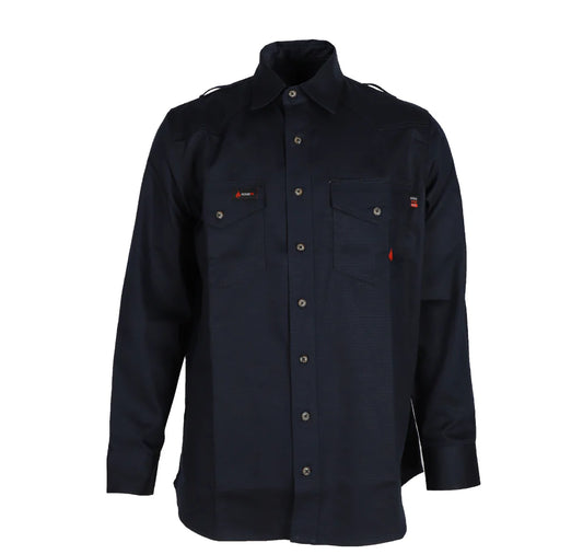 MEN'S FORGE FR Navy BUTTON RIPSTOP SHIRT