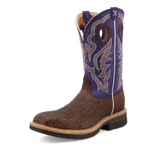 12" Western Work Boot Brown & Purple-MLCA006
