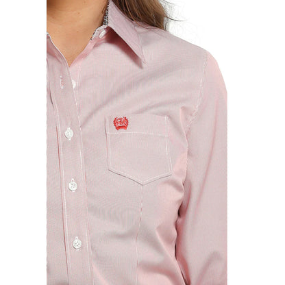 Women's Long Sleeve Striped Shirt Red - STYLE MSW9164208
