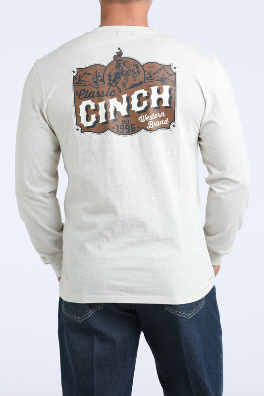 Cinch Men's Western Brand Long Sleeve Cream Tee Shirt