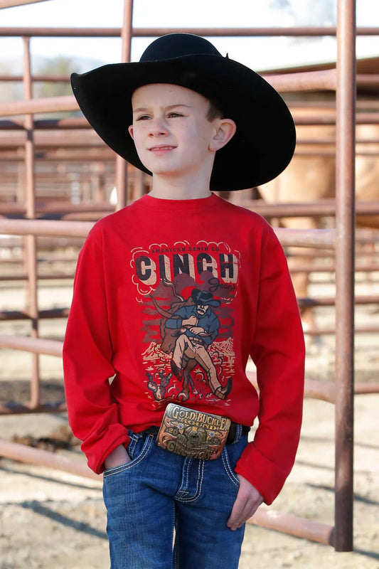 Cinch Youth Boy's Red Bull Dogging Western T-Shirt