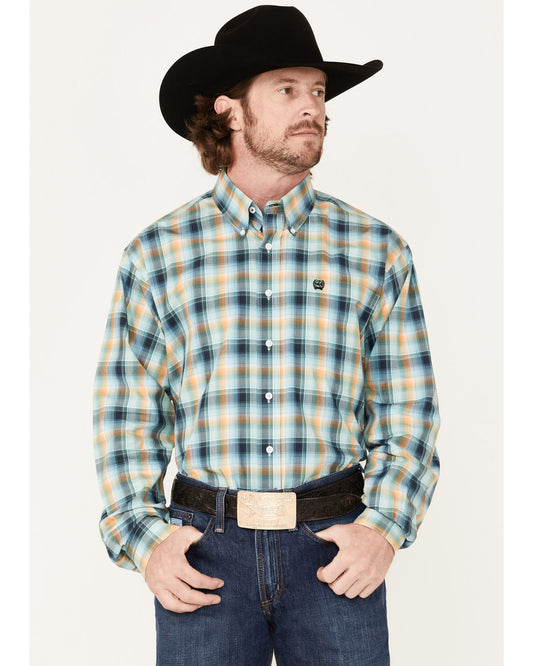 Men's Multi-Colored Plaid Button Down Shirt - MTW1105422