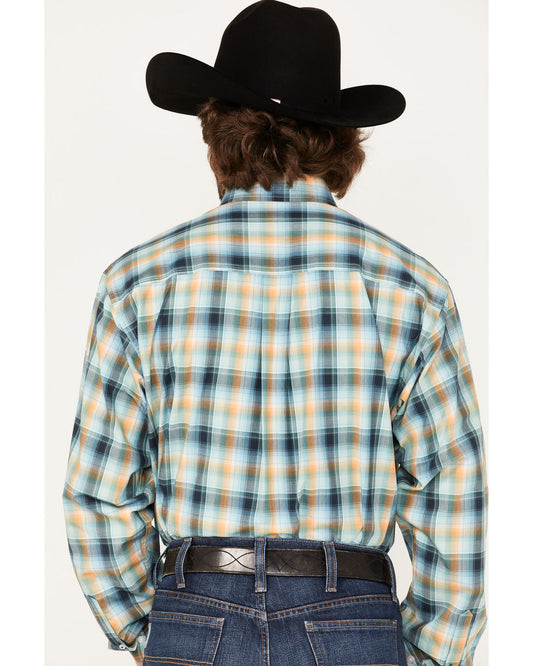 Men's Multi-Colored Plaid Button Down Shirt - MTW1105422