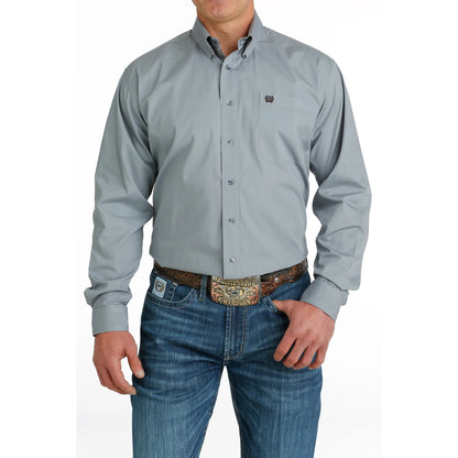 Men's Solid Grey Button Up Shirt - MTW1105648
