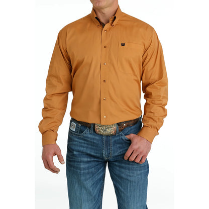 Men's Solid Gold Button Down Shirt - MTW1105666