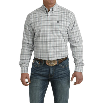 Cinch Men's Light Blue Plaid Long Sleeve Button Down Western Shirt MTW1105733
