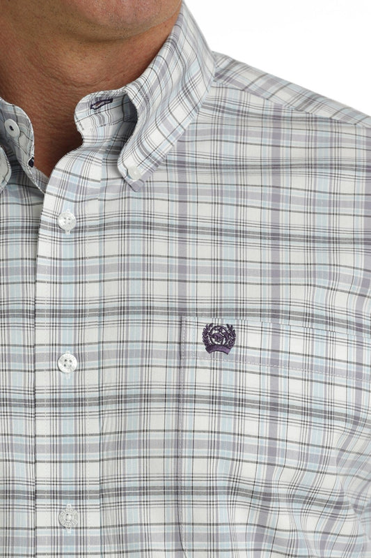 Cinch Men's Light Blue Plaid Long Sleeve Button Down Western Shirt MTW1105733