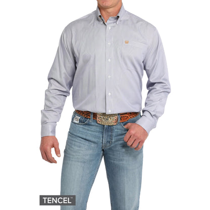 Men's Striped Button-Down Western Shirt - Purple/White - MTW1105850