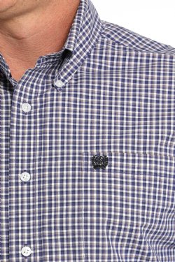 Men's Plaid Button-Down Western Shirt - Purple - MTW1105851