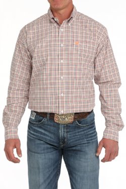 Men's Plaid Button-Down Western Shirt - White - MTW1105874
