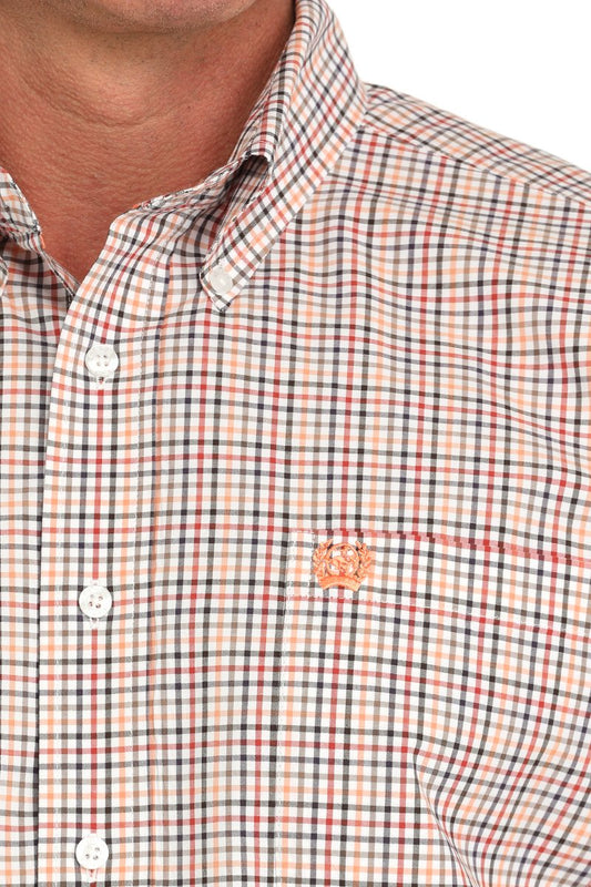 Men's Plaid Button-Down Western Shirt - White - MTW1105874