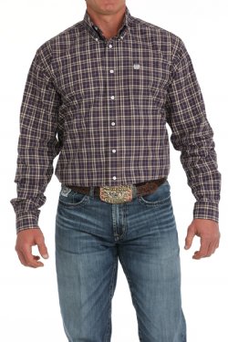 Men's Plaid Button-Down Western Shirt - MTW1105879