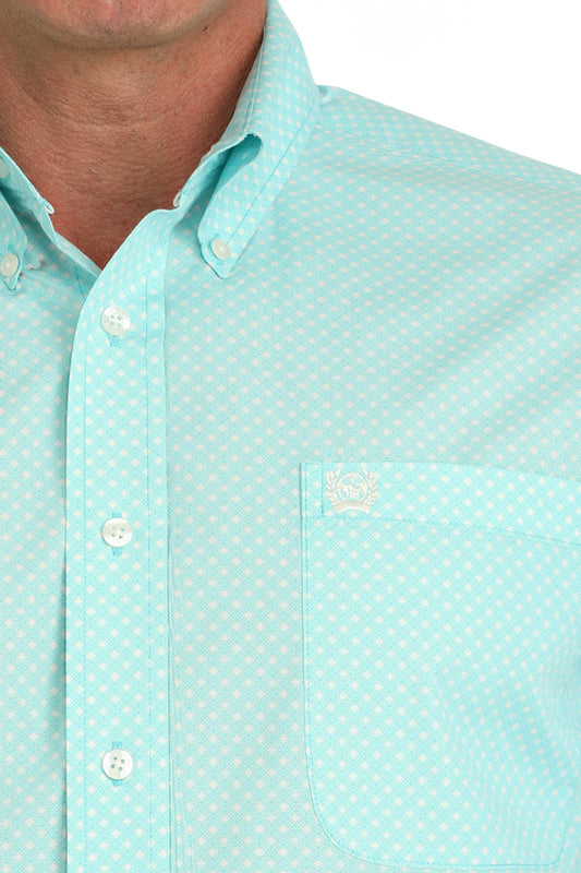 CINCH MENS TEAL PLAID LONG SLEEVE BUTTON UP