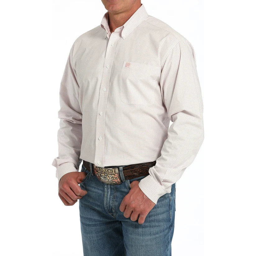 Men’s Cinch Button Up Lt Pink LS Shirt