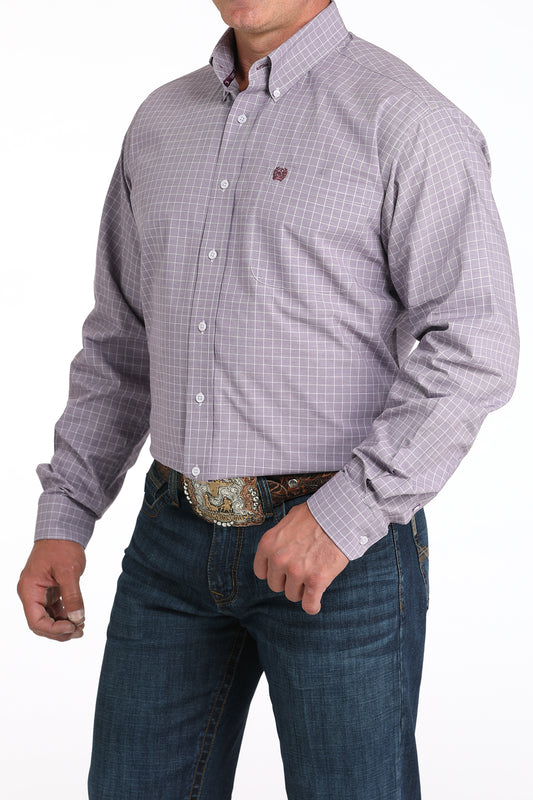 Cinch Men's Light Purple Plaid Print Western Shirt