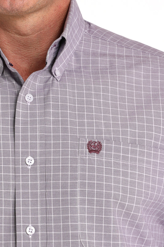 Cinch Men's Light Purple Plaid Print Western Shirt