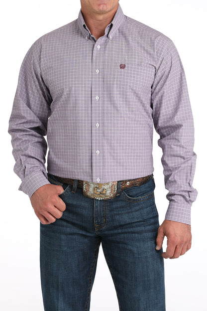 Cinch Men's Light Purple Plaid Print Western Shirt