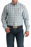 Men's Cinch Blue Plaid Long Sleeve Button Down Shirt