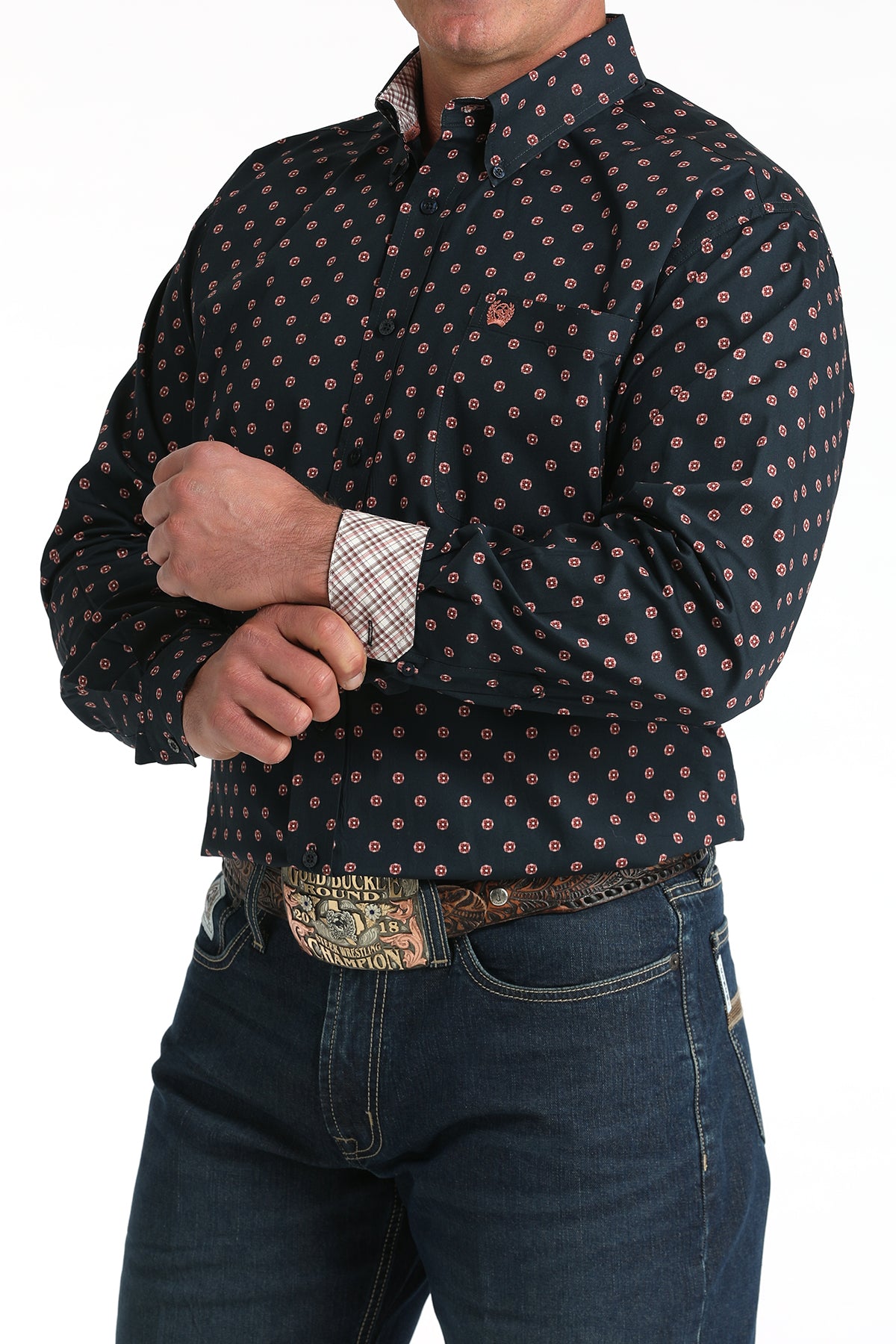CINCH MEN'S L/S PRINT NAVY