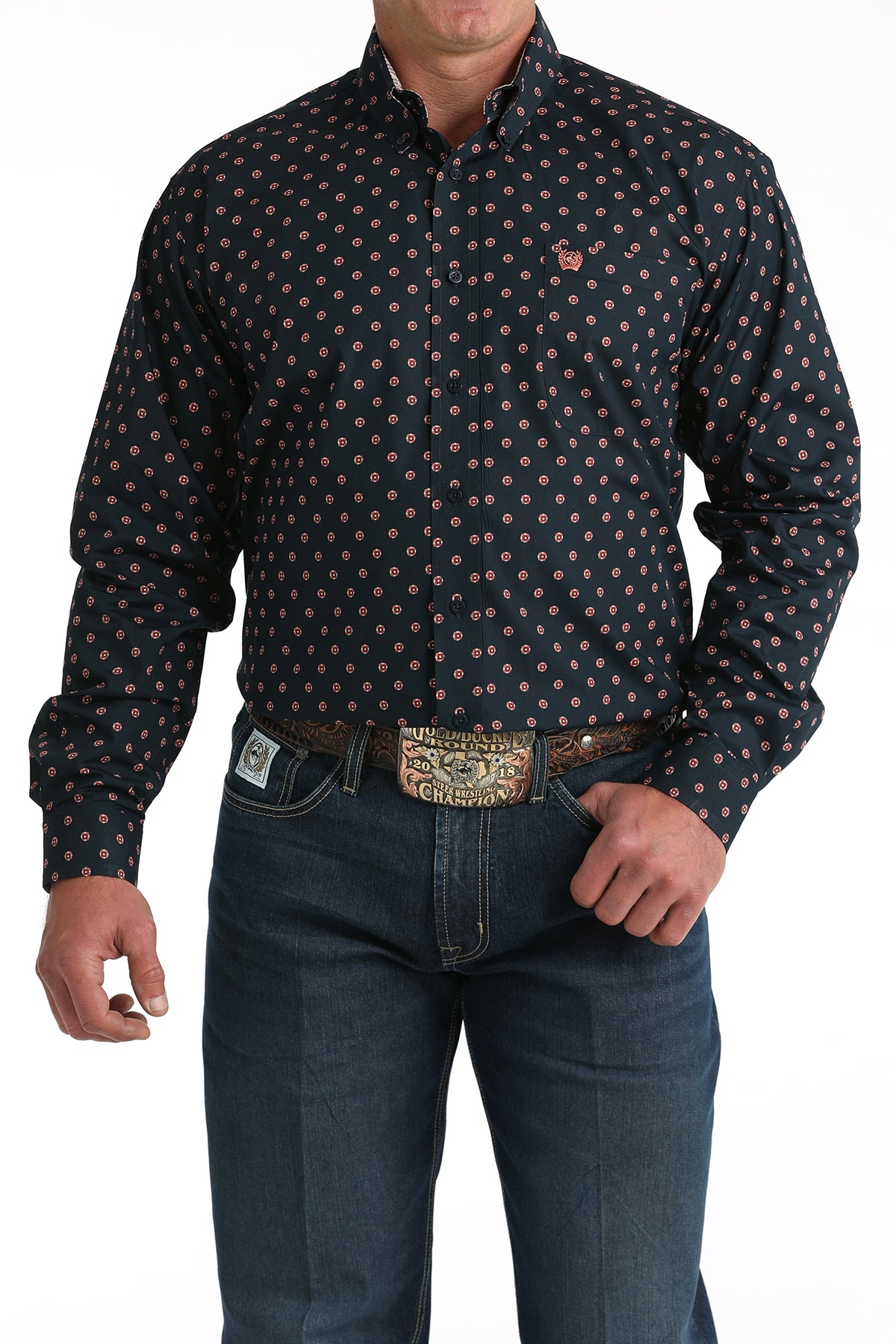 CINCH MEN'S L/S PRINT NAVY