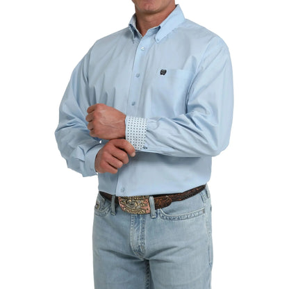 Men's Cinch Long Sleeve Light Blue Button Up Shirt