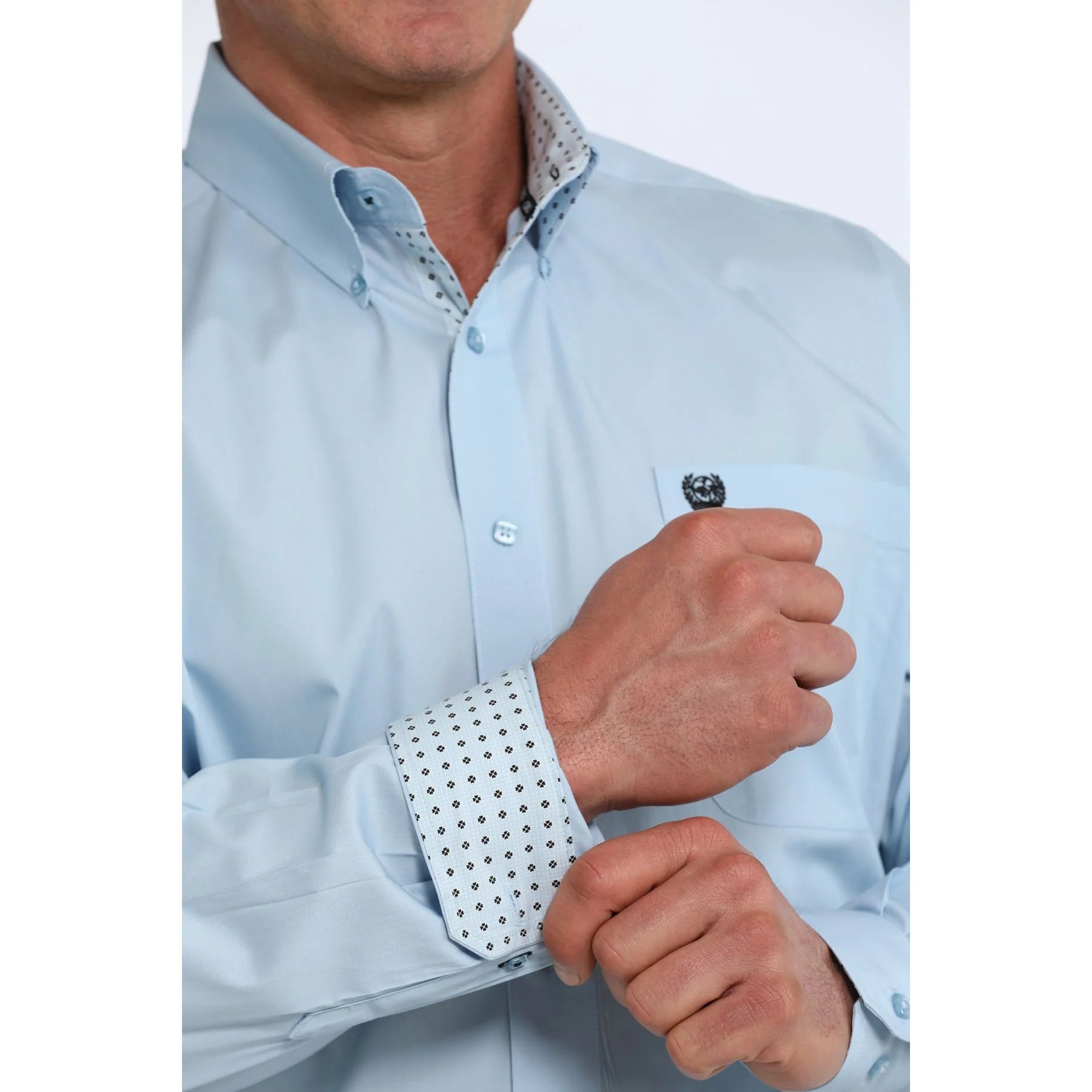 Men's Cinch Long Sleeve Light Blue Button Up Shirt