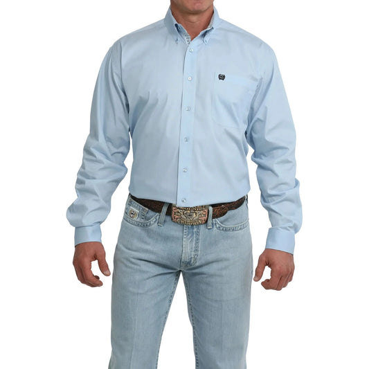 Men's Cinch Long Sleeve Light Blue Button Up Shirt