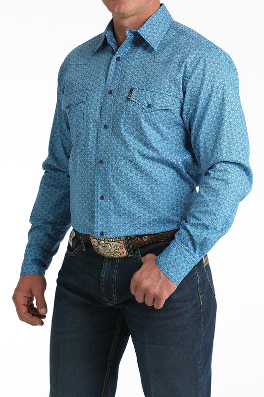 MEN'S LONG SLEEVED PRINT MIDERN BLUE