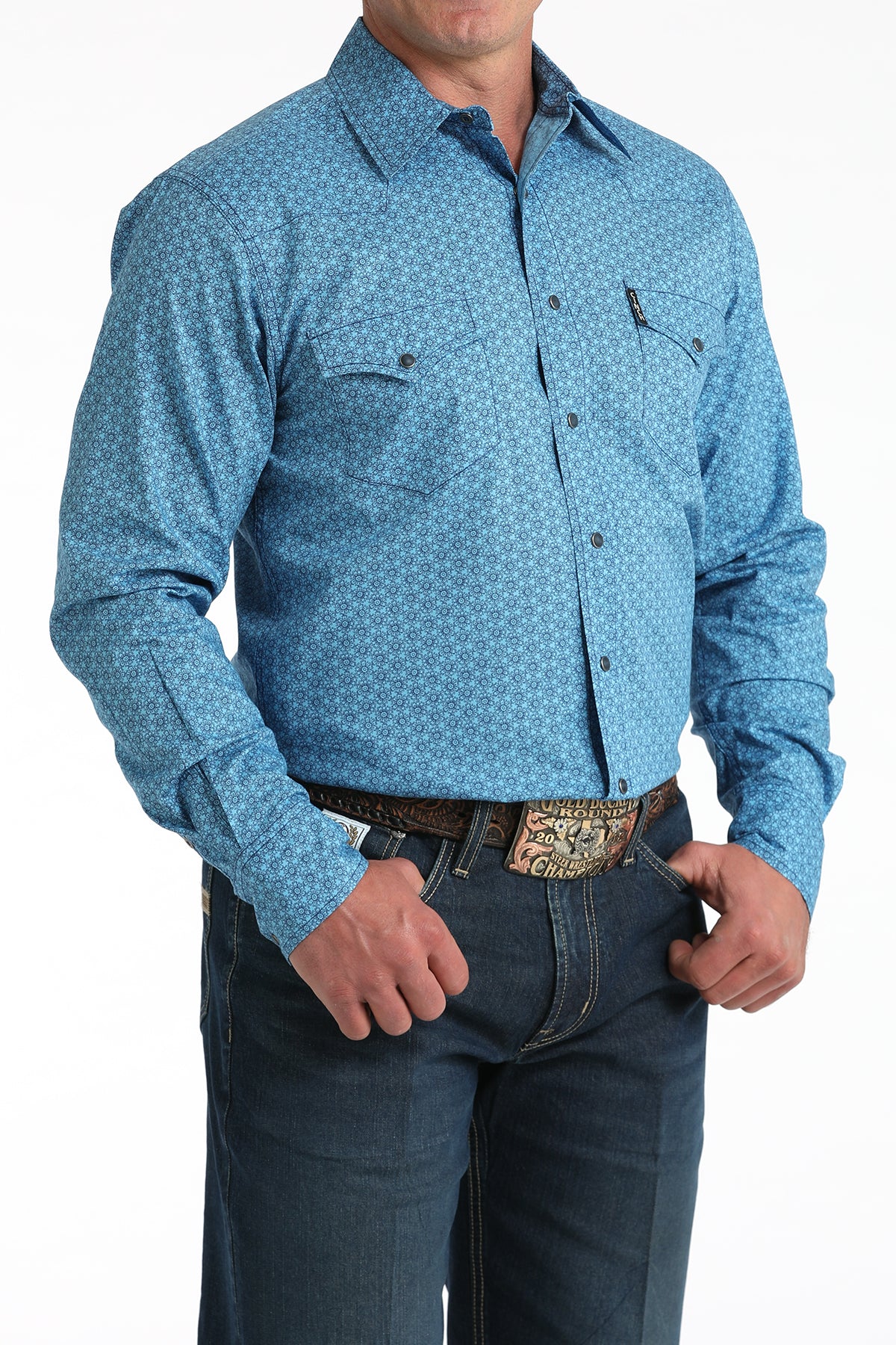 MEN'S LONG SLEEVED PRINT MIDERN BLUE