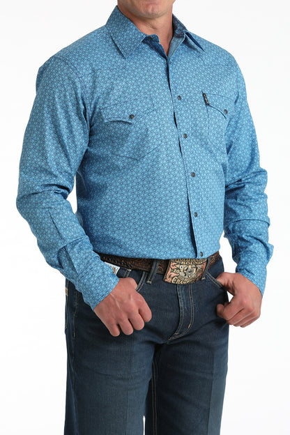 MEN'S LONG SLEEVED PRINT MIDERN BLUE