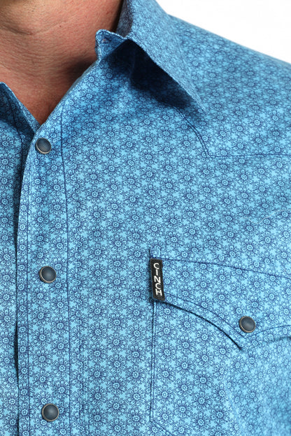 MEN'S LONG SLEEVED PRINT MIDERN BLUE