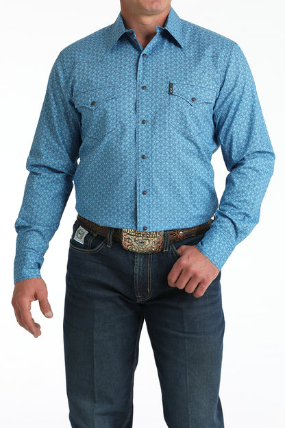 MEN'S LONG SLEEVED PRINT MIDERN BLUE