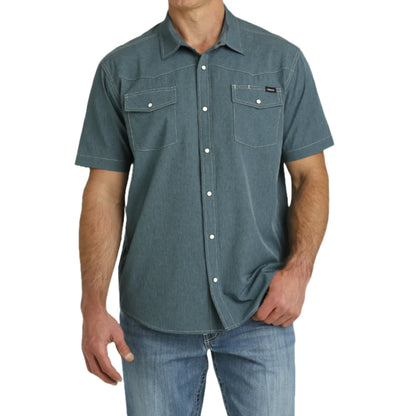 Men's CINCH Camp Blue Snap Fitted Shirt - MTW1402001