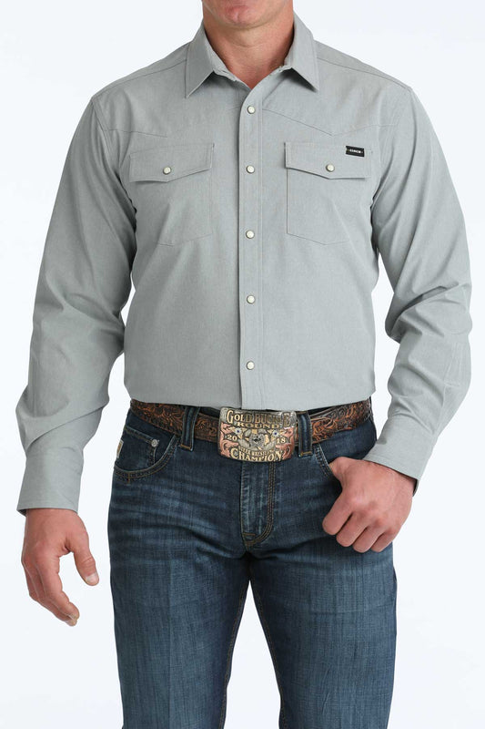 Camisa de hombre Cinch Camp Gris con broches - MTW1403005