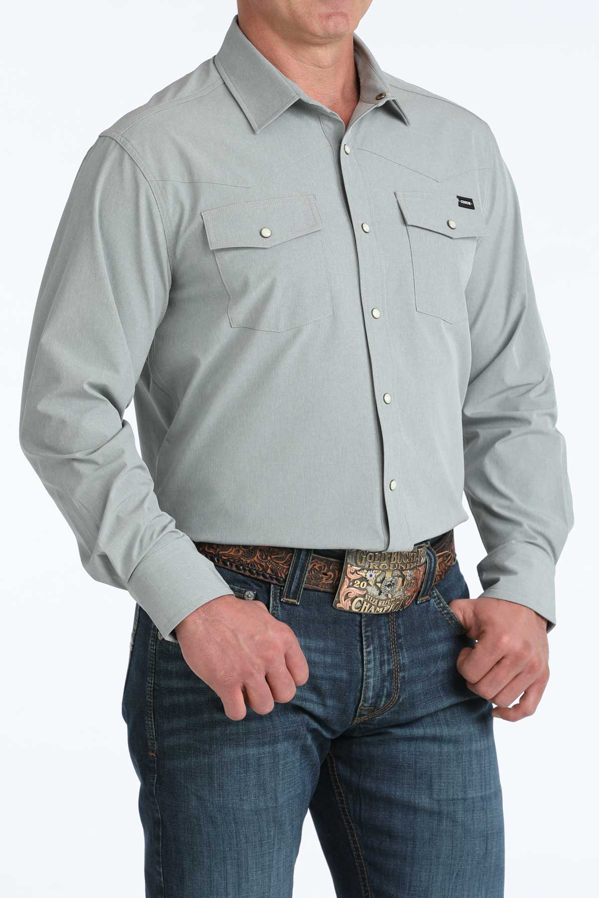 Cinch Men's Camp Grey Snap Shirt-MTW1403005