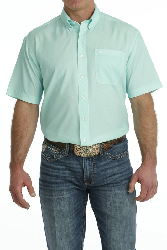 Men's Arena Flex Mint Short Sleeve Button Down Shirt - MTW1704129