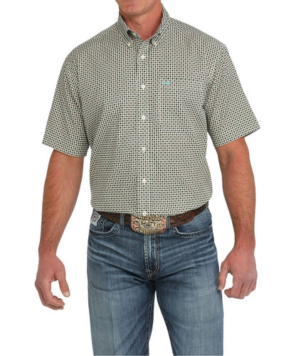Cinch Men's ArenaFlex Cream & Sea Green Geo Western Shirt