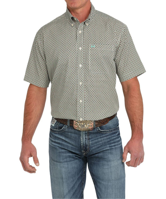 Cinch Men's ArenaFlex Cream & Sea Green Geo Western Shirt