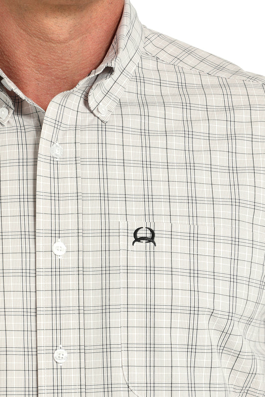 Mens Cinch S/S Vented ArenaFlex Button Down White Plaid