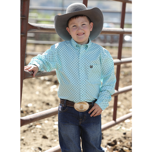 Boys' Long Sleeve Print Light Blue Shirt - STYLE MTW7060290
