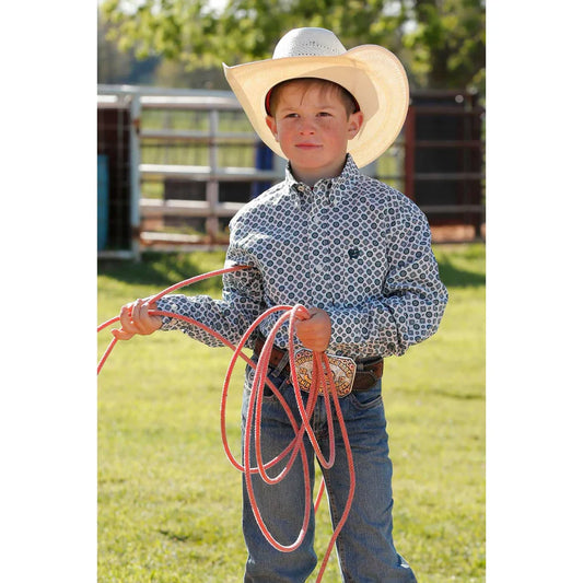 Boy's Cinch Long Sleeve Patterned Button Up Shirt