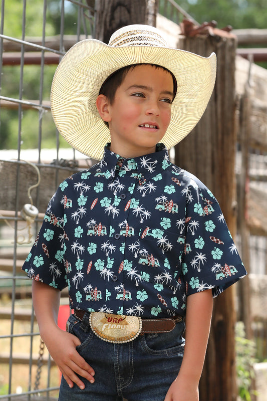 BOYS S/S PRINT ARENAFLEX - NAVY
